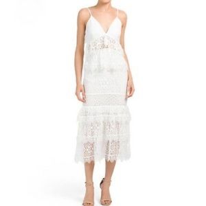 Kendall and Kylie White Ruffled Lace Dress